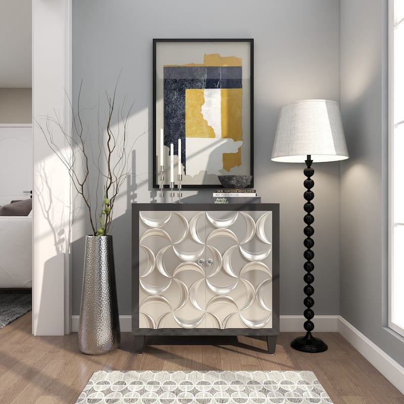 Silver Aluminum Metal Tall Hammered Vase