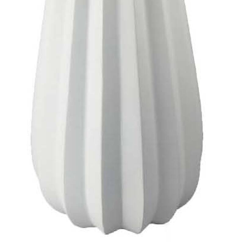 Samo Decorative Vase, Textured Body Bulb Accent, 29 Inch White Resin
