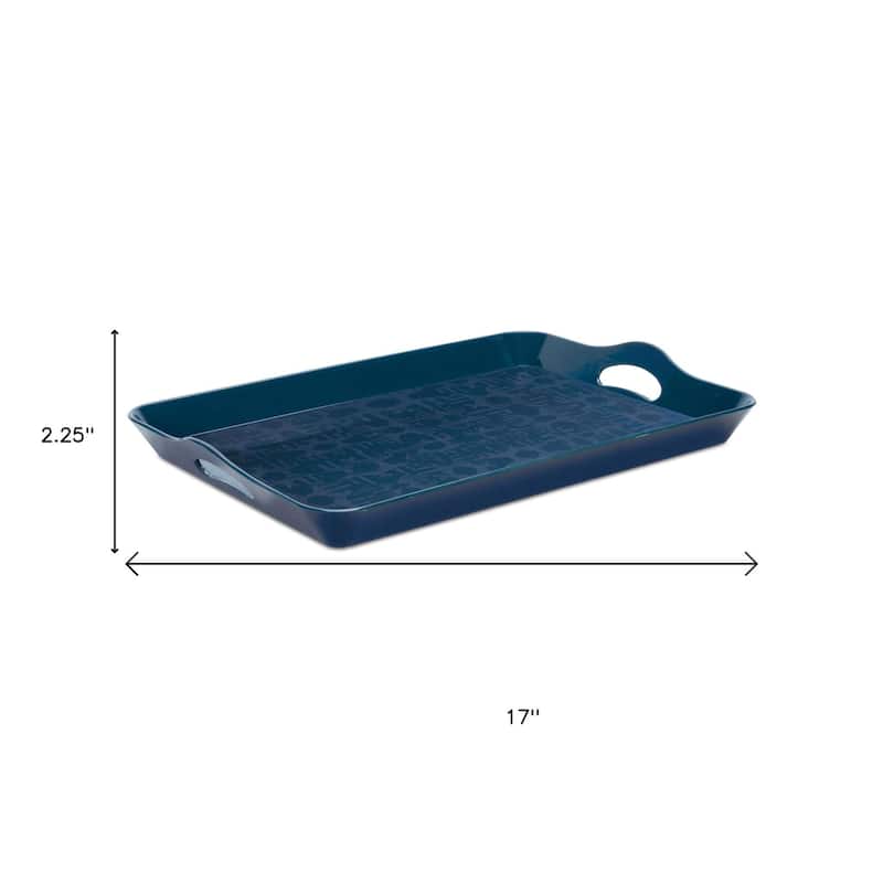 HomeRoots 17" Blue Abstract Geo Printed Serving Tray - 17 in. x 2.25 in. x 11.75 in.