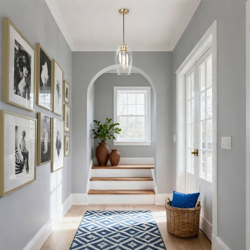 Modern 1-Light Black Gold Glass Pendant Light for Kitchen Island Dining Room - D 6.9" x H 12"