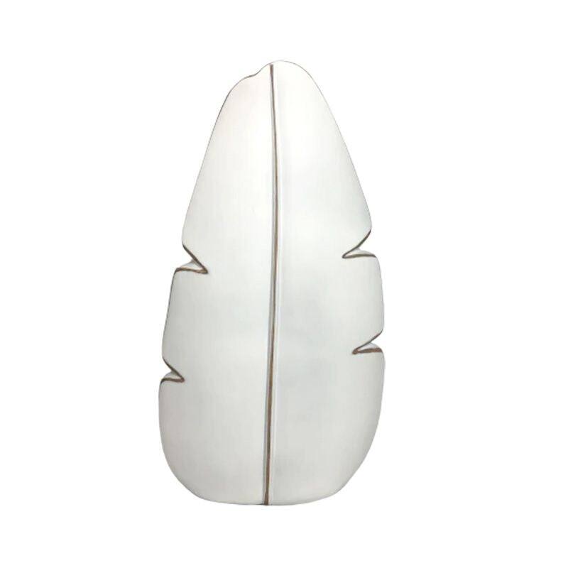 Banana Leaf White Polyresin Vase