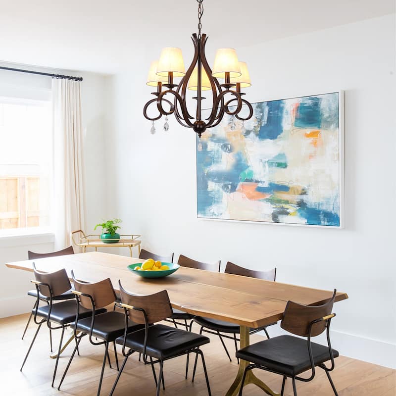 Bella Depot Bella Depot 28" 5-Light Brown Traditional Candle-Style Chandelier Adjustable Pendant Light