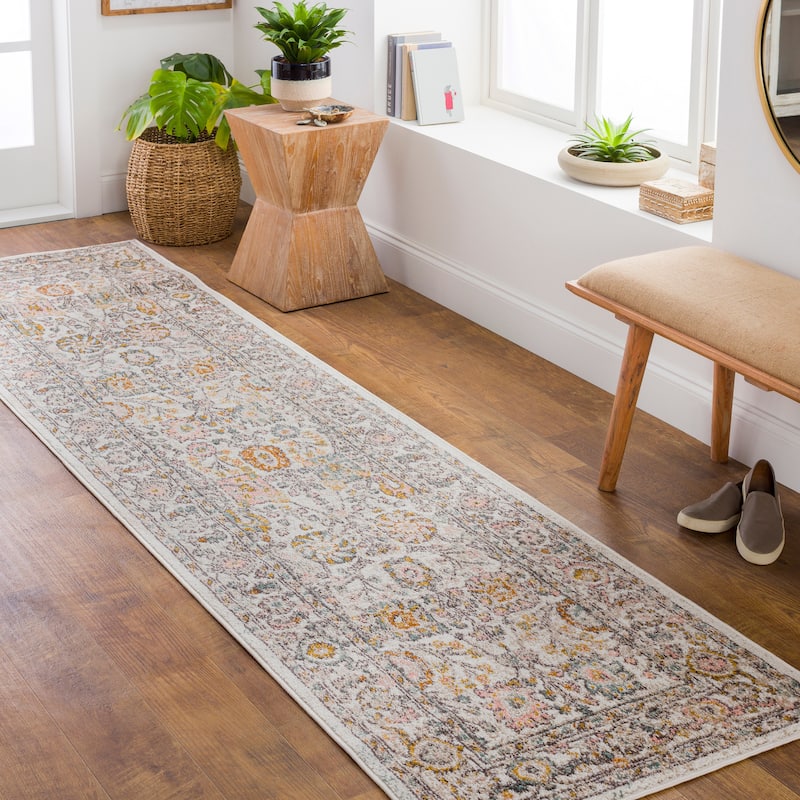 Livabliss Willa Bordered Floral Area Rug - Ivory - 2'7" x 7'3" Runner
