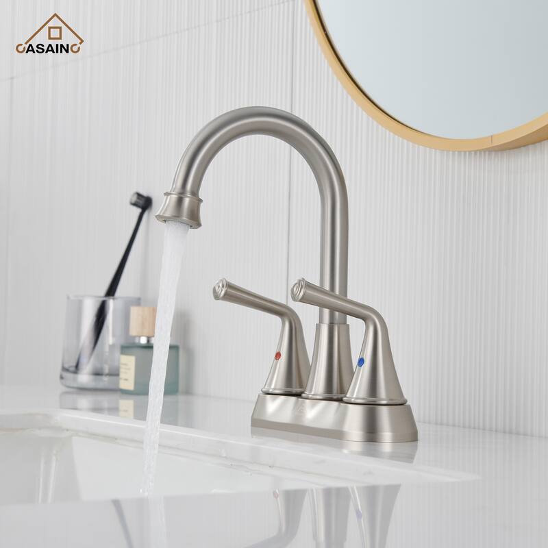 4 in. Centerset Double Handle Bathroom Faucet with Drain Kit Included