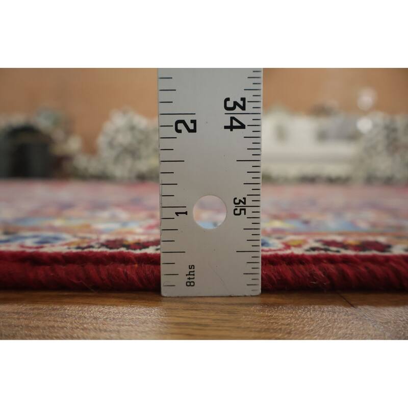 Hand Knotted Oriental 100% Wool Carpet Traditional Floral Red Kashan Area Rug - 13' 5'' X 9' 7''