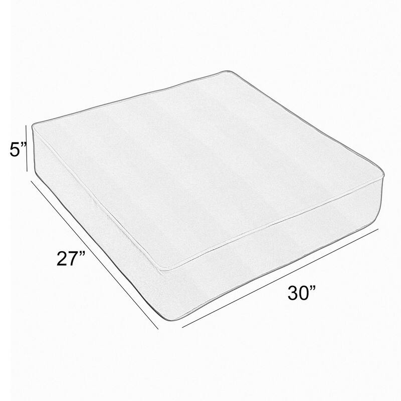 Sunbrella Canvas Black with Ivory Indoor/Outdoor Deep Seating Cushion, Corded - 30 in W x 27 in D