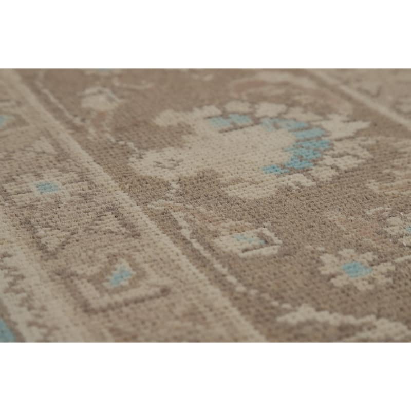 Hand Knotted Oriental 100% Wool Carpet Traditional Floral Beige & Ivories Tabriz Area Rug - 11' 2'' X 7' 7''