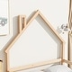 preview thumbnail 5 of 7, Natural Full Size Pine Wood House-Shaped Headboard Floor Bed with Handrails and Slats