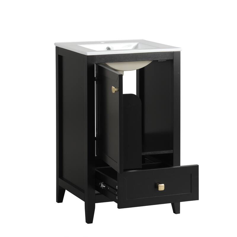 Bathroom Vanity w/ Sink, Soft Closing Cabinet Door, Door Rack & Drawer