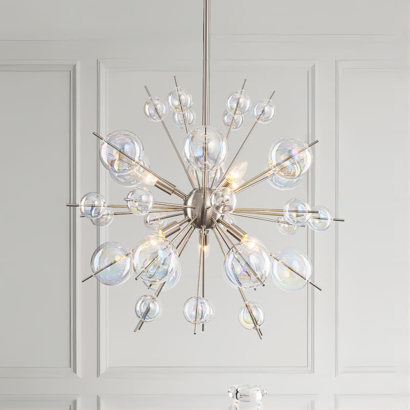6-Light Sputnik Style Metal & Glass Chandelier with Colorful Glass Balls for Living Room - 6 Light