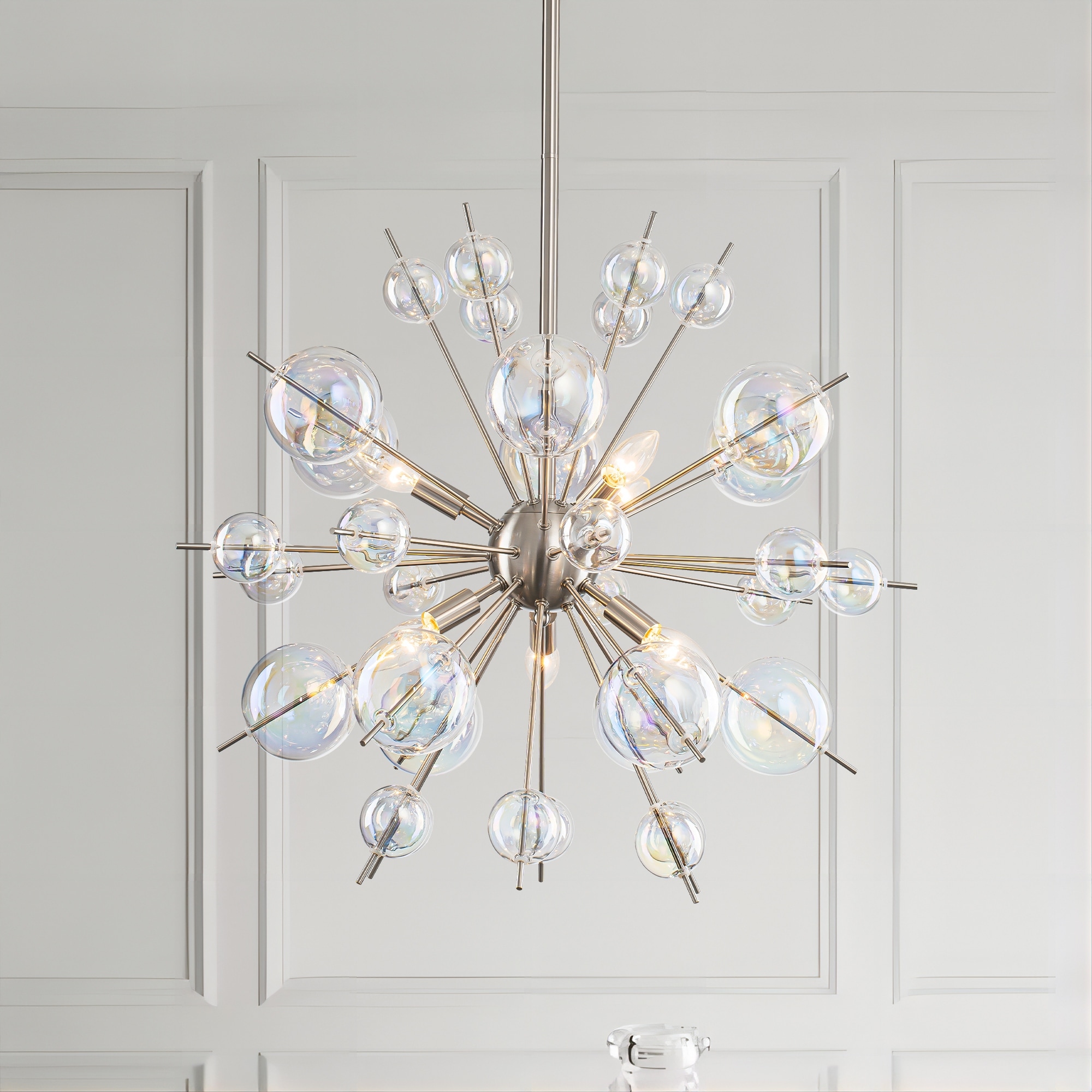Rennnsan 6-Light Sputnik Style Metal & Glass Chandelier with Colorful Glass Balls for Living Room - 6 Light