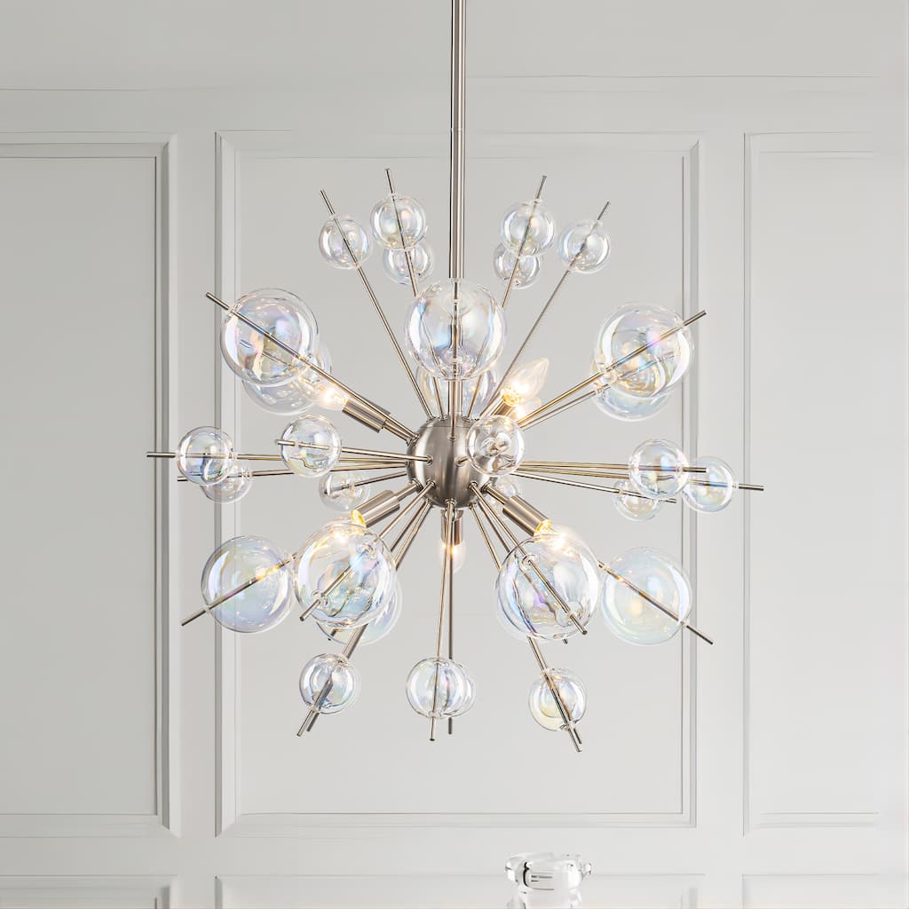 Rennnsan 6-Light Sputnik Style Metal & Colorful Glass Chandelier for Living Room - 6 Light