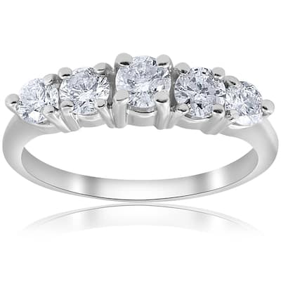 1 CT 5-Stone Graduated Diamond Ring White Gold