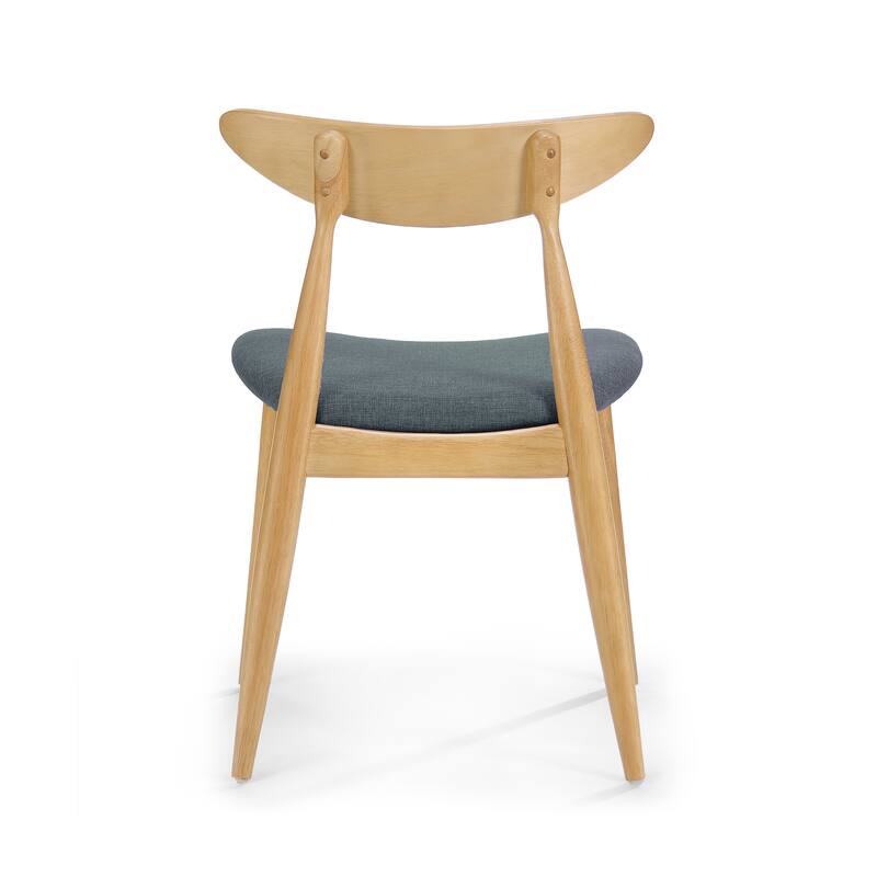 Set of 2 Retro Rubberwood Chairs with Ergonomic Back & Plush Cushions