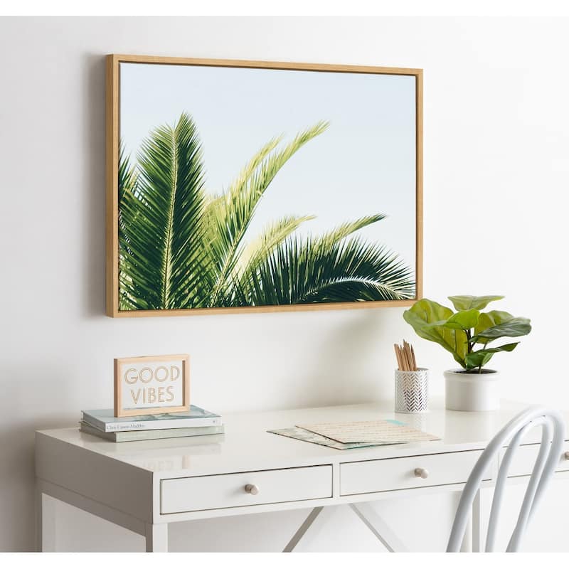 Kate and Laurel Sylvie Tropical Palm Framed Canvas by Amy Peterson