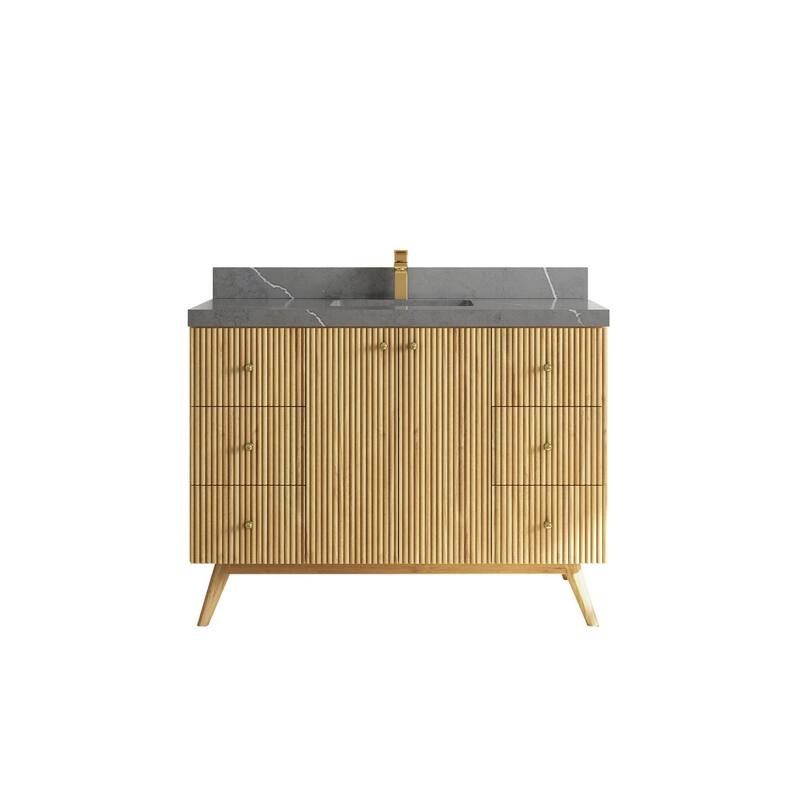 Willow Collections 48 in. W x 22 in. D Pasadena Solid Teak Single Sink Bathroom Vanity with Countertop