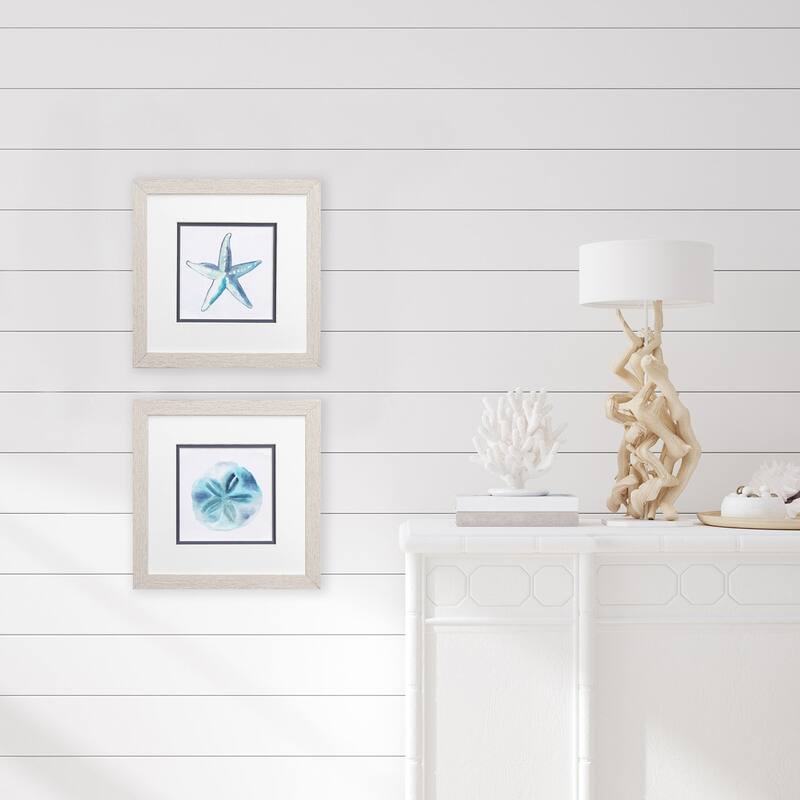 Starfish Sand Dollar S/2 Framed Art Under glass