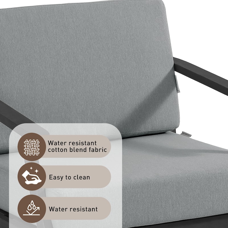 5-Piece Outdoor Teak Wood Patio Conversation Set with Cushions