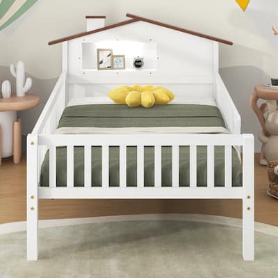 Twin/Full Size Platform Bed,Wood Platform Bed Frame with LED Light