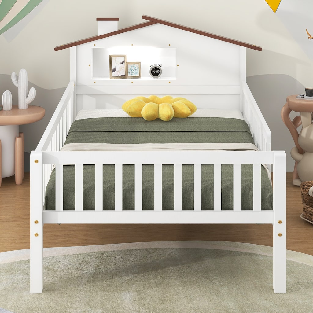 Twin/Full Size Platform Bed,Wood Platform Bed Frame with LED Light