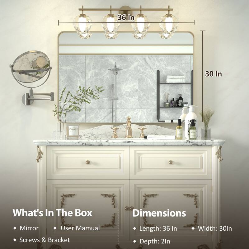 Rectangle Bathroom Mirror for Vanity Wall Mounted Vertical Horizontal Makeup Mirror