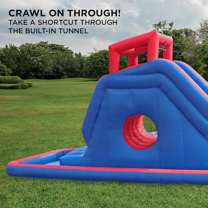Deluxe Inflatable Water Slide Park - Heavy-Duty Nylon Bounce House for Outdoor Fun - Climbing Wall, Slide, Bouncer & Splash Pool