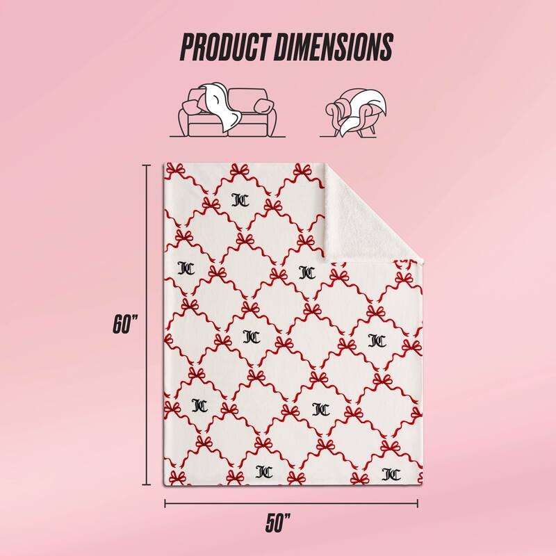 Juicy Couture Plush Reversible Sherpa Throw Blanket