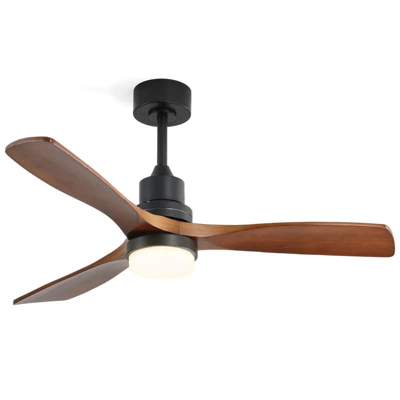Sofucor 48/52 Inch Wood Ceiling Fan with Light and Remote/Smart App Voice Control, Dimmable Lights Included - 52-Smart(Remote+APP+Voice Control) - Black with Walnut Blades