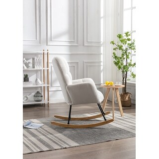 Mid Century Modern Teddy Fabric Rocking Chair for Living Room Bedroom ...