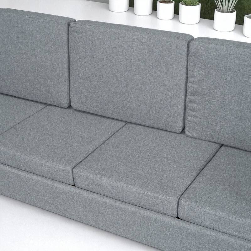Full/Queen Size Murphy Bed Wall Bed with Sofa & Storage, Foldable Space-Saving Design with Cushion