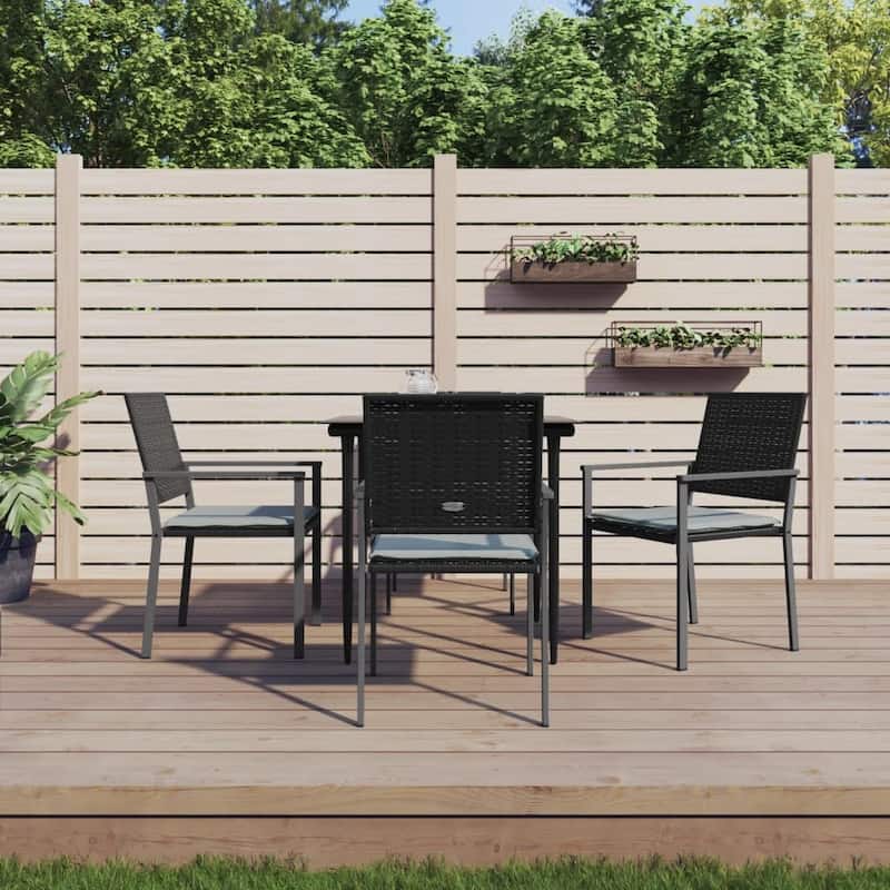 vidaXL 3/5/7/9 Piece Patio Dining Set with Cushions Poly Rattan and Steel
