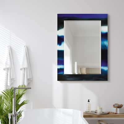 Run Off Rectangular Beveled Mirror on Free Floating Printed Tempered Art Glass - Clear - 40" x 30"