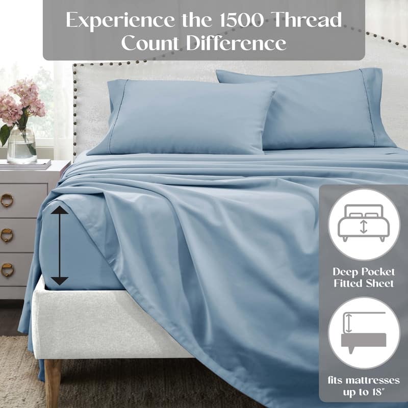 Superior Cotton Blend Solid 1500 Thread Count Deep Pocket Bed Sheet Set