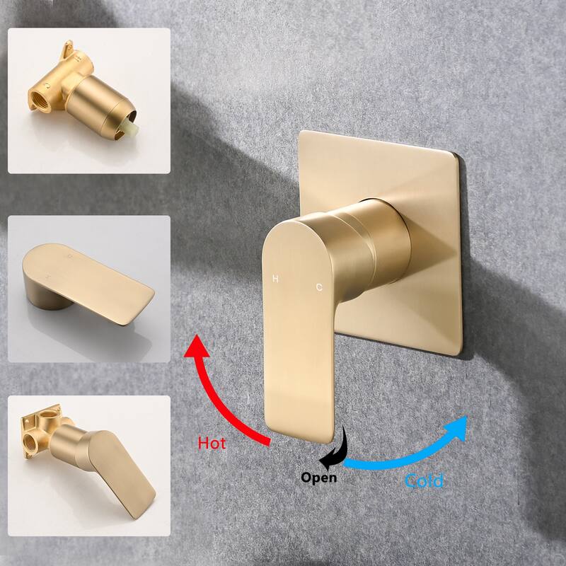 Wall Mount Waterfall Bathtub Faucet with Easy Single Handle Control, Durable Brushed Gold Finish, Modern Design