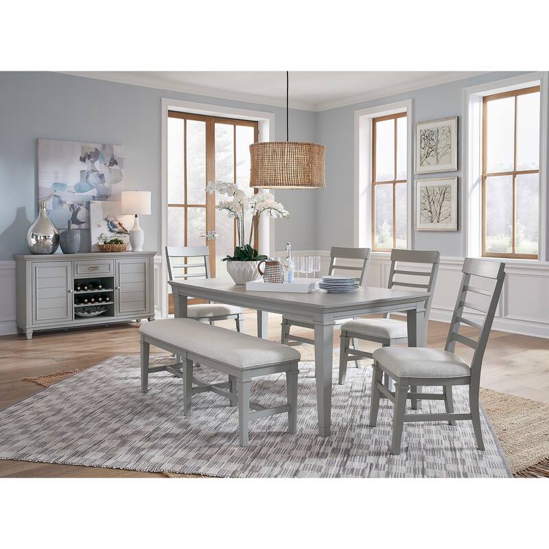 Magnussen Home Charleston Harbor Gray Upholstered Bench - 54''W x 16''D x 19''H