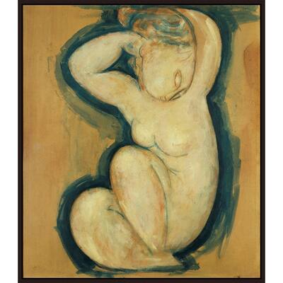 Caryatid (3) by Amedeo Modigliani Giclee Print Oil Painting Cherry Brown Frame Size 14" x 16"