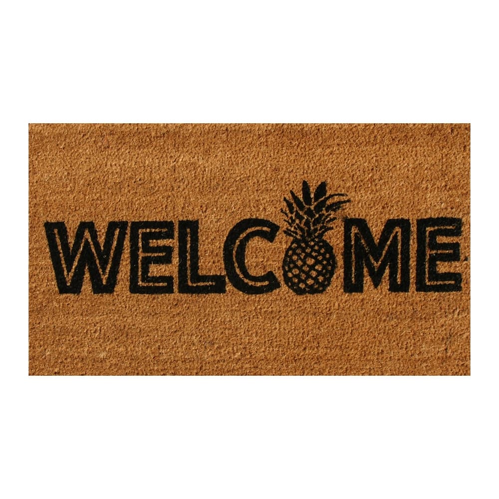 Rubber-Cal "Welcome to the Luau!" - Natural Coir Pineapple Doormat 15mm X 18" X 30"
