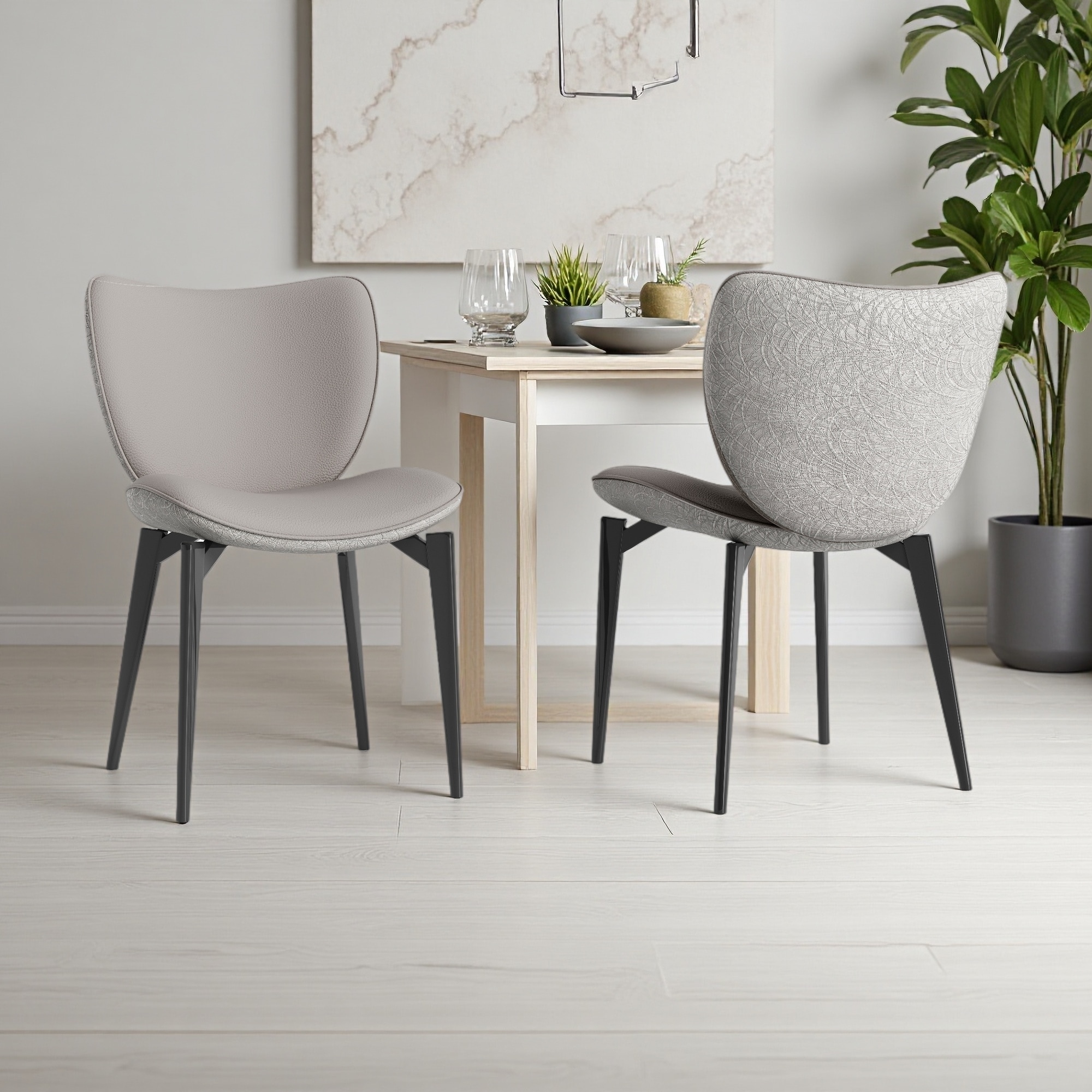 PU Leather Dining Chairs Set of 2 in Industrial Style