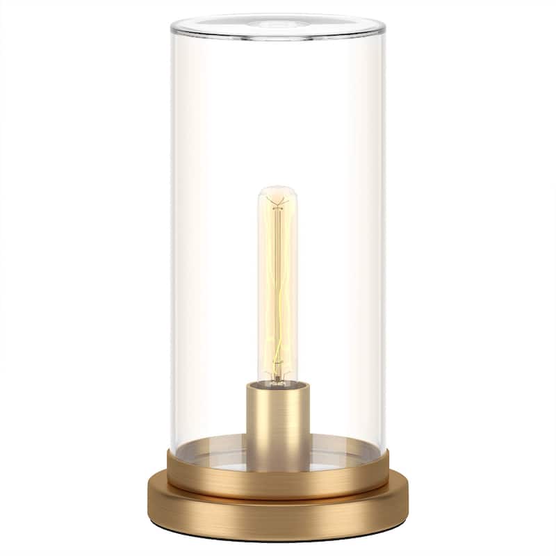 Metal Glass Cylinder Table Lamp with Rocker Switch Plug-In Rocker Switch - 7.13” x 7.13” x 13.25” (D x W x H)