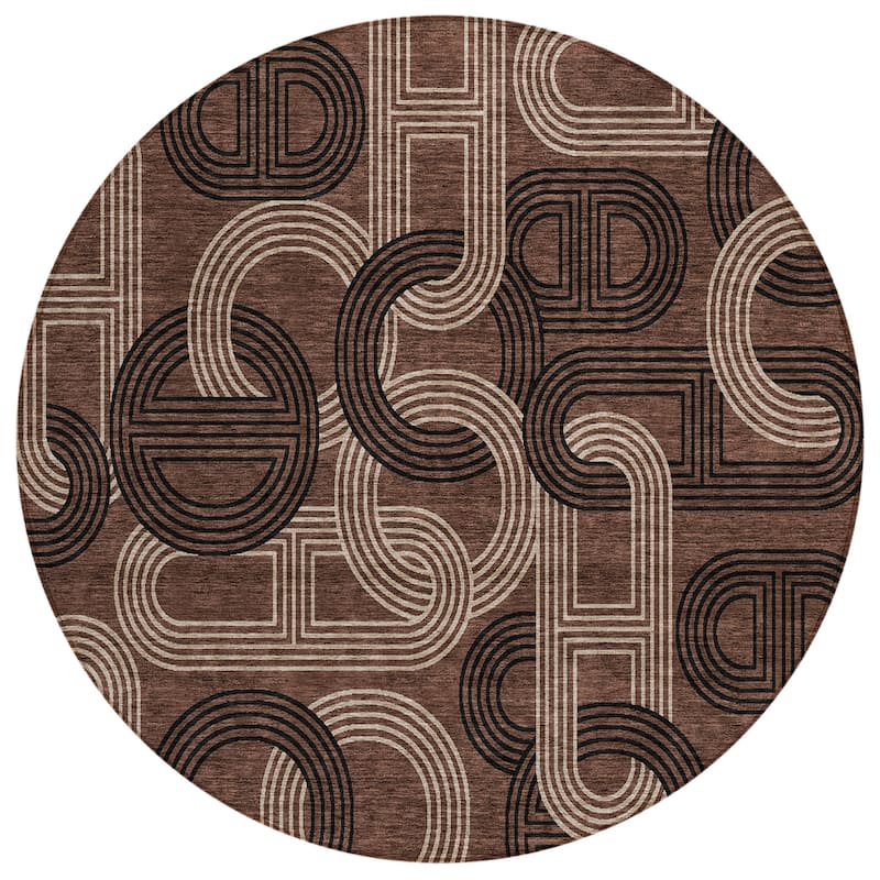 Machine Washable Indoor/ Outdoor Contemporary Geo Chantille Rug