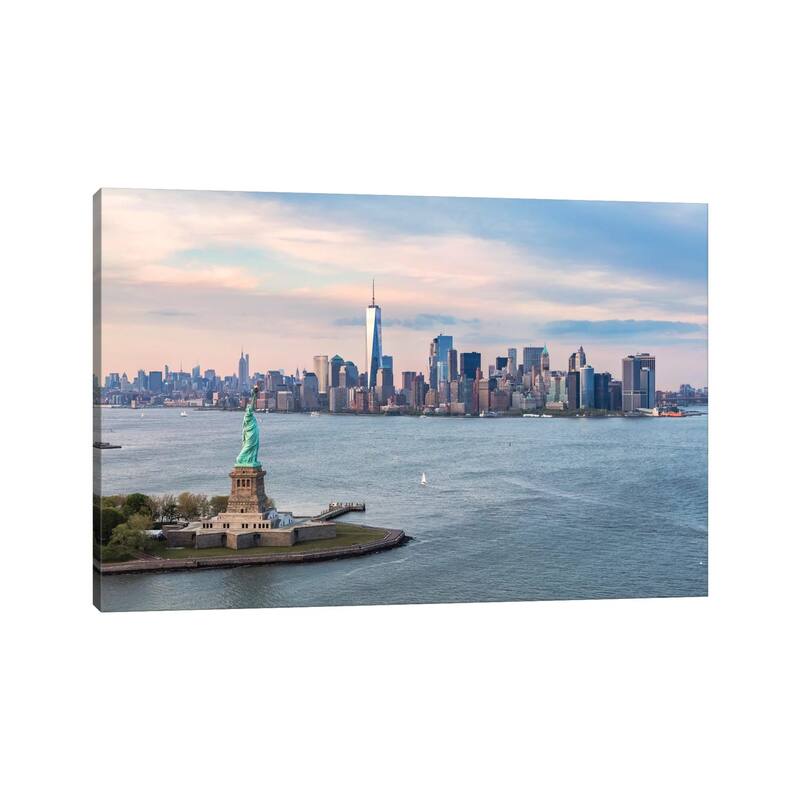 iCanvas "Statue Of Liberty, New York Harbor, Manhattan Skyline, New York City, New York, USA" by Matteo Colombo Canvas Print