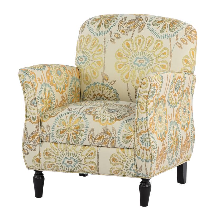 Fabric Accent Chair Ergonomic Design Birch Wood Legs Anti Slip Feet