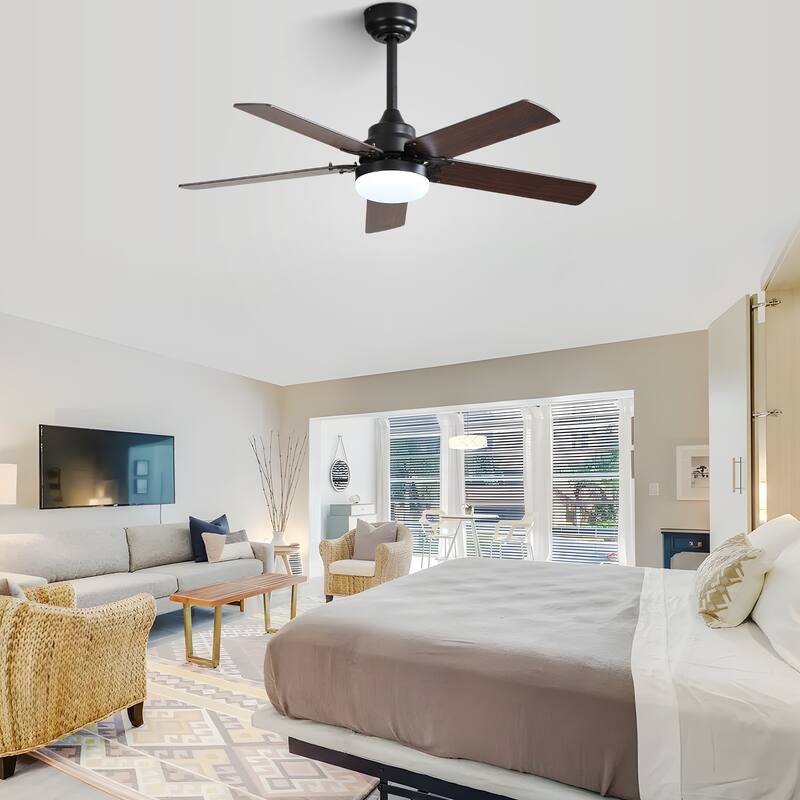 Dual-Finish Blades Ceiling Fan with Light and Remote Control, 42 Inch Low Profile Ceiling Fan, Noiseless Reversible Dc Motor Fan