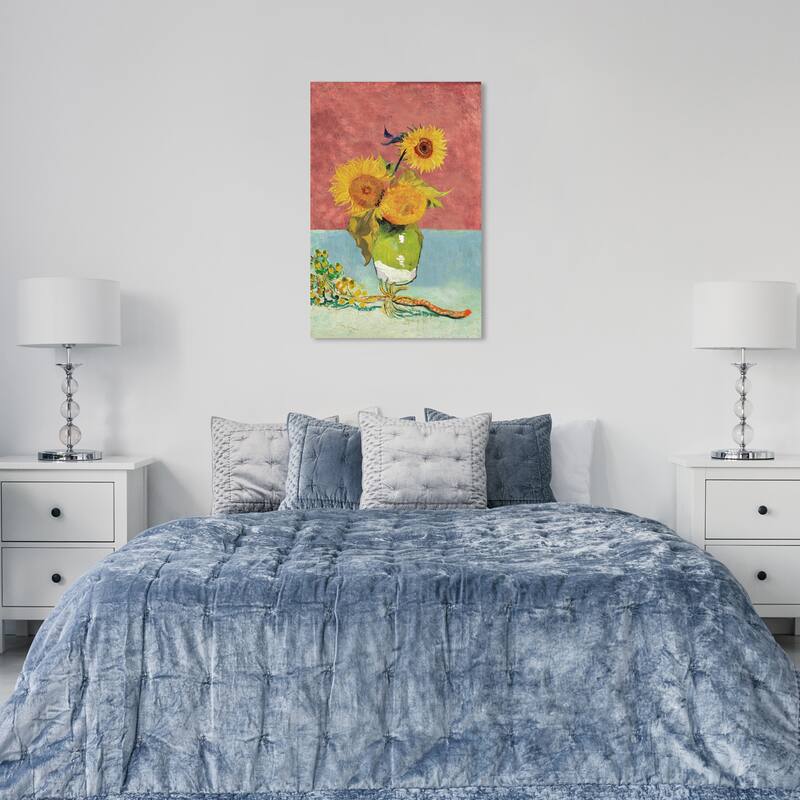 Wynwood Studio Canvas Floral and Botanical Vincent Sunflowers Bronze and Copper Rose Traditional Wall Art Canvas Print - 36 x 24