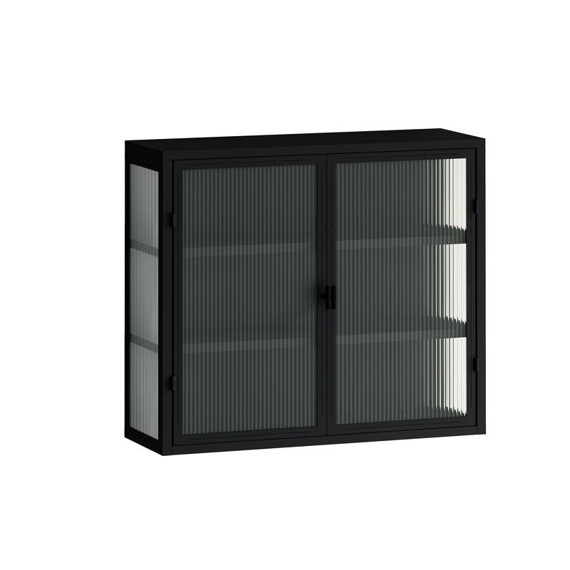 Glass Doors Modern Two-door Wall Cabinet with Featuring Storage