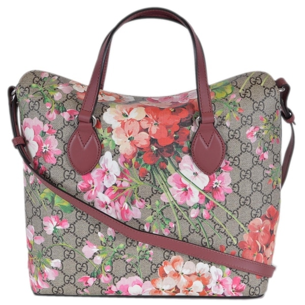 Shop Gucci 427147 Supreme Canvas GG Floral Blooms 2-Way Purse Handbag - Beige/Brown - Free ...
