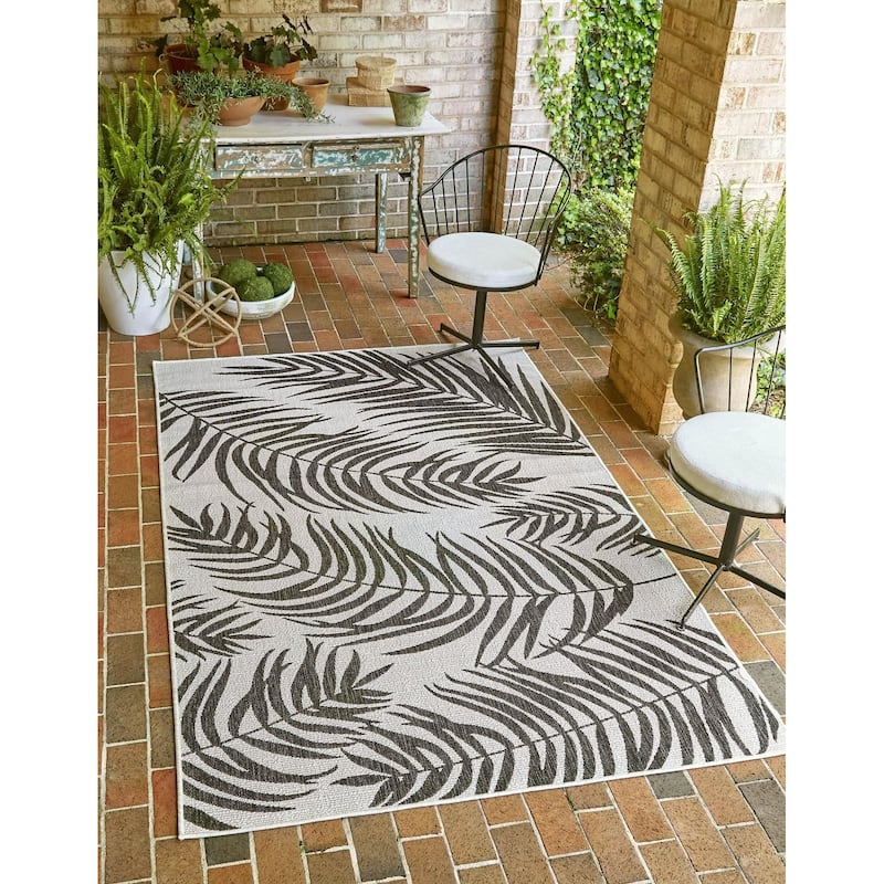Outdoor Turgh Collection Area Rug - Charcoal Ivory - 9'x12'