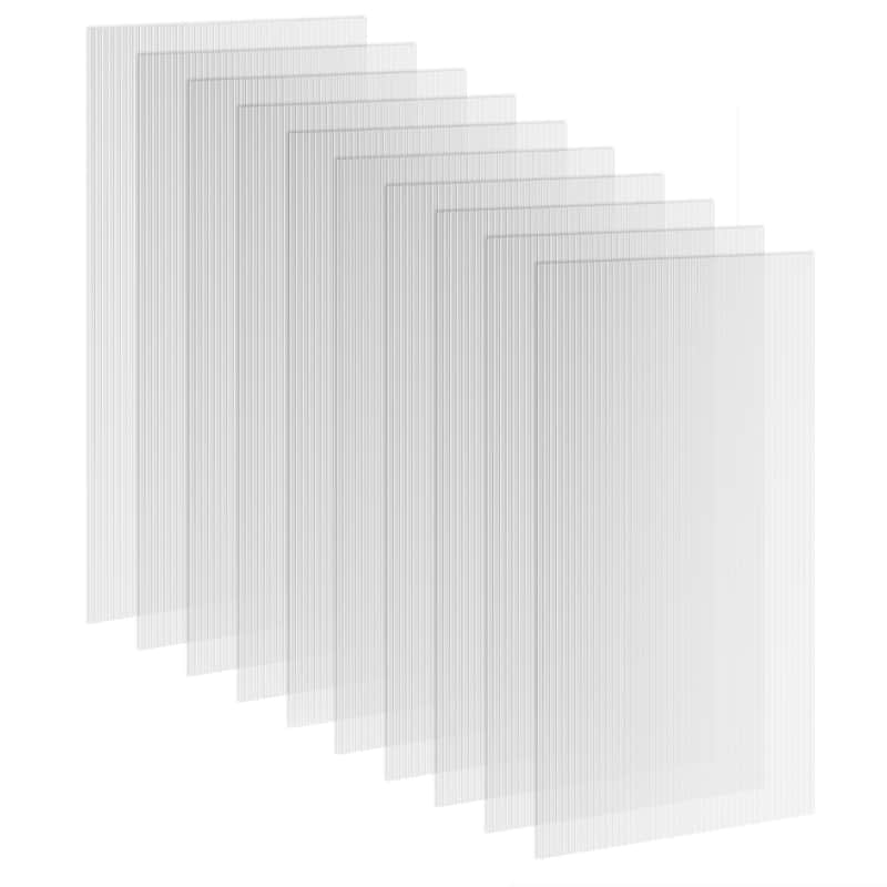 Outsunny 10 Pack Polycarbonate Greenhouse Panels, 47.2" x 23.6" x 0.2" Twin-Wall Polycarbonate Panels