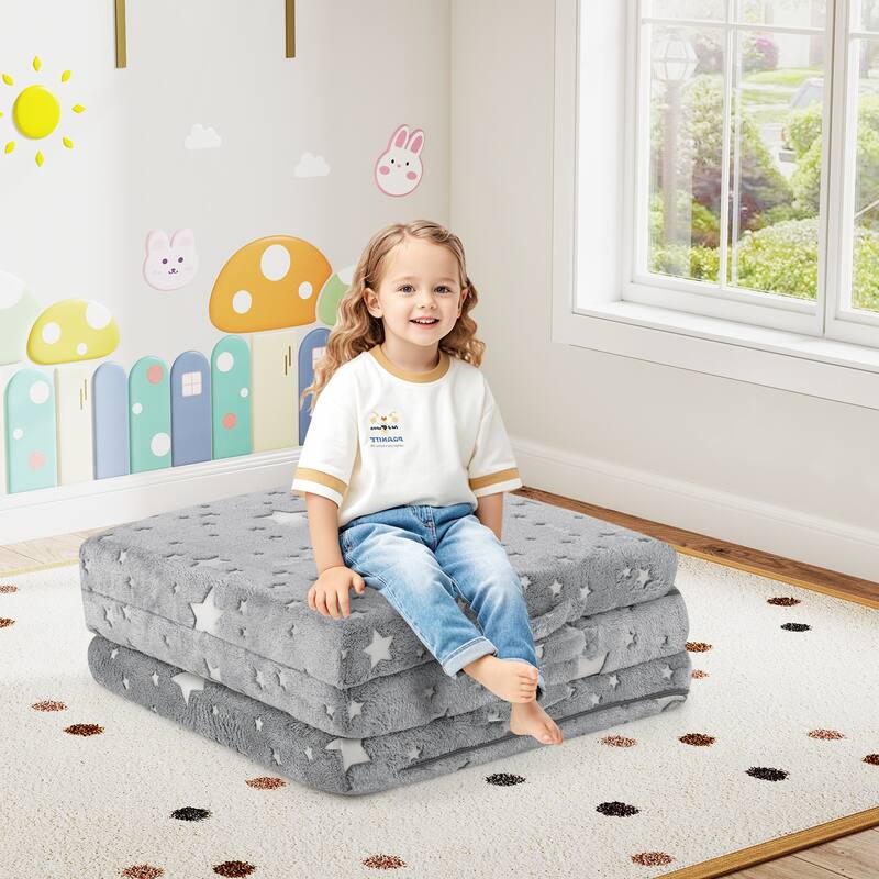 Gymax Foldable Floor Mattress for Kids Glow in the Dark Toddler Nap