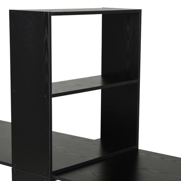 Shop Homcom 88 Extra Long 2 Person Computer Desk W Bookshelf Combo Double Workstation Storage Unit Home Office Overstock 31690843